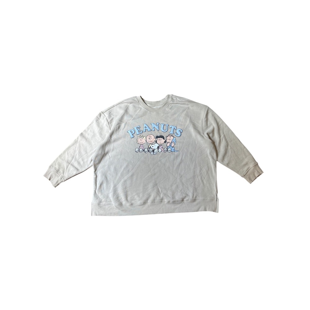 Peanuts Sweatshirt Women Tan Snoopy Charlie Brown Graphic Pullover SIZE 3X